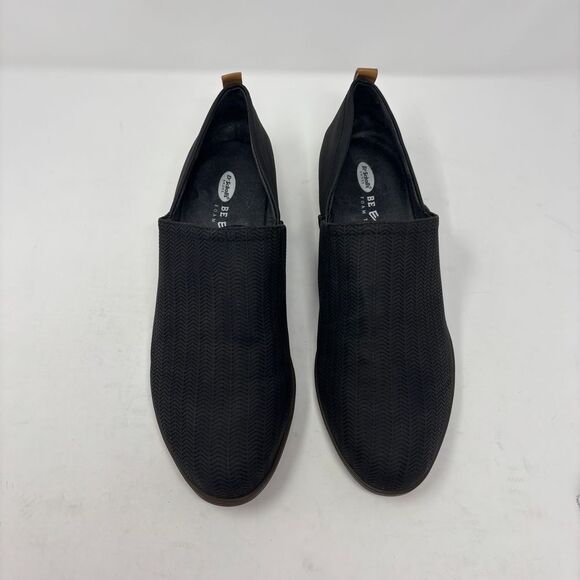 Dr. Scholls Shoes Womens 10 Black Ruler Chevron Faux Leather Almond Toe Loafer - Picture 2 of 8